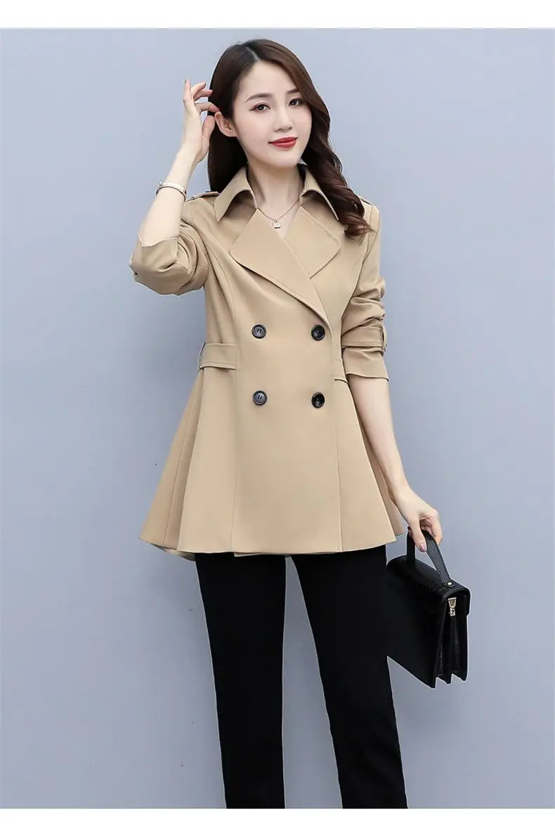 2024 New Spring Autumn Trench Coat Female Korean Double Breasted Mid Long Women Windbreaker Casual Ladies Outerwear Tops B537