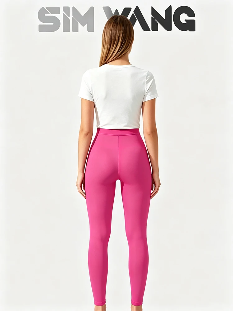 Magenta tight-fitting pants for women, stretchy elastic sports pants, slim-fitting underwear pants in stock