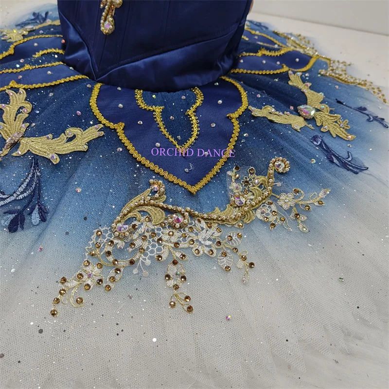 Hohe Qualität, heißer Verkauf, einzigartiges Design, für Kinder, Mädchen, Kinder, Damen, Erwachsene, Performance-Kleidung, blaue Ballett-Tutu-Kostüme mit Funkeln