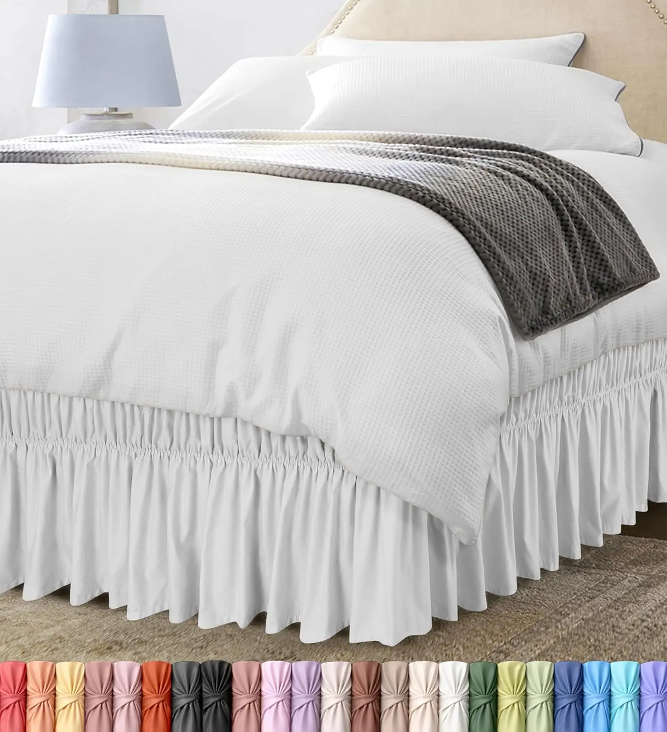 

Ruffle Queen Bed Skirt – 16" Drop, Easy Wrap-Around with Buckle & Elastic, Microfiber, Machine Washable