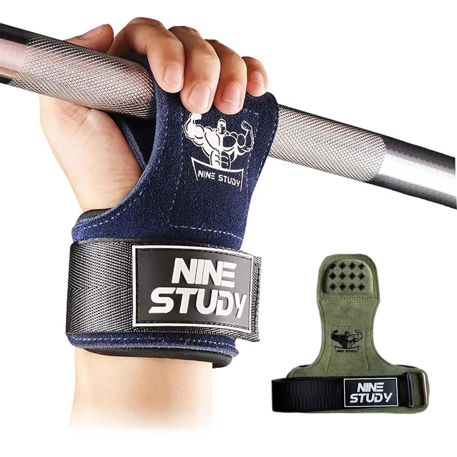 Almofadas antiderrapantes de levantamento de peso, Luvas de ginástica de couro, Apertos antiderrapantes, Luvas de treino fitness, Pull Ups Bracer Proteção, 1 par