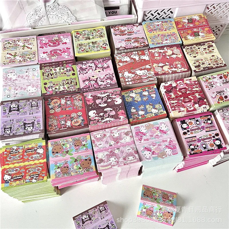 120pcs Cute Sanrio Kt Pattern Card Packaging Packaging Materials Folding Card Cartoon Mixed Biscuit Rope Small Gift Packaging