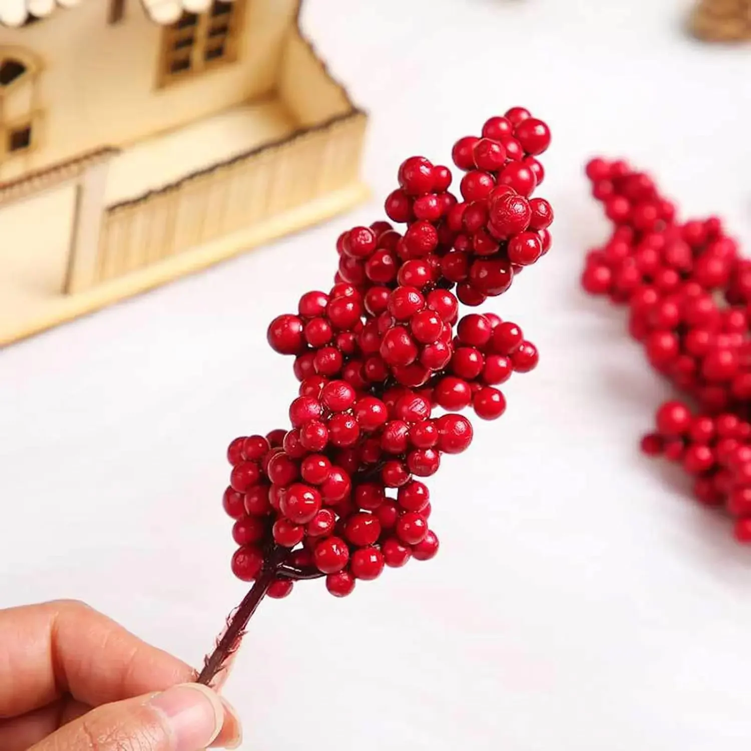 1-50 قطعة فروع هولي التوت الأحمر التوت الاصطناعي الجذعية عيد الميلاد DIY بها بنفسك الزهور النبات جارلاند السنة الجديدة ديكور المنزل الحلي #3