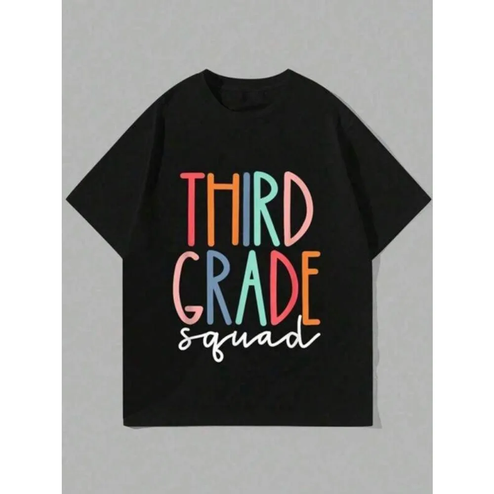 

Футболка для мальчиков и девочек «Отряд третьего класса», футболка для студентов 3-го класса «Снова в школу», уличная футболка в стиле хип-хоп, футболки с графикой