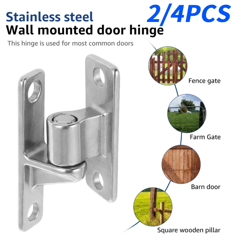 4Sets Stainless Steel Wall Mount Farm Gate Hinges Heavy Duty Removable Hinge Capacity Up to 600lbs Non-Welded One-Piece Design