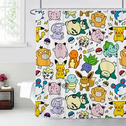 Cortinas de ducha de Pokémon Pikachu de dibujos animados Kawaii, cortina de baño de poliéster impermeable, cortina de partición, accesorios de baño para el hogar