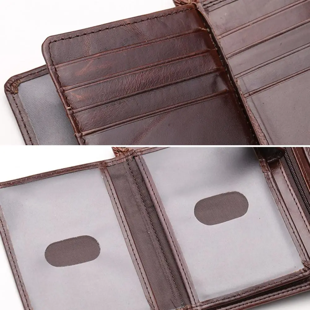 Men Short Faux Leather Wallet Bi-fold Wallet With Zipper Pocket Cash Coin Card Holder Folding Front Pocket Business Wallet