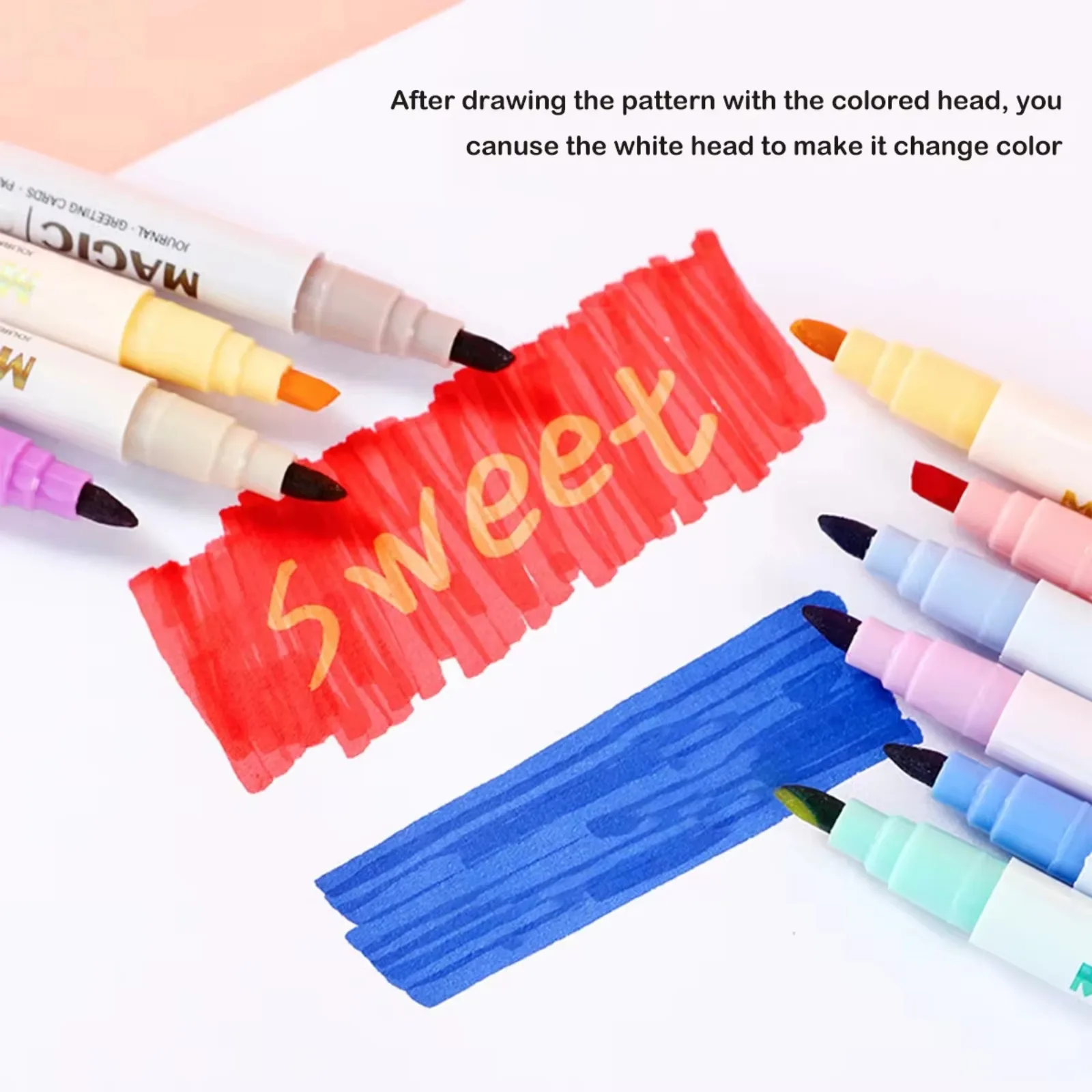 Double-ended Magic Color Changing Highlighter Pen Set, Student Diary Scrapbook Painting, DIY Making, School Office Stationery