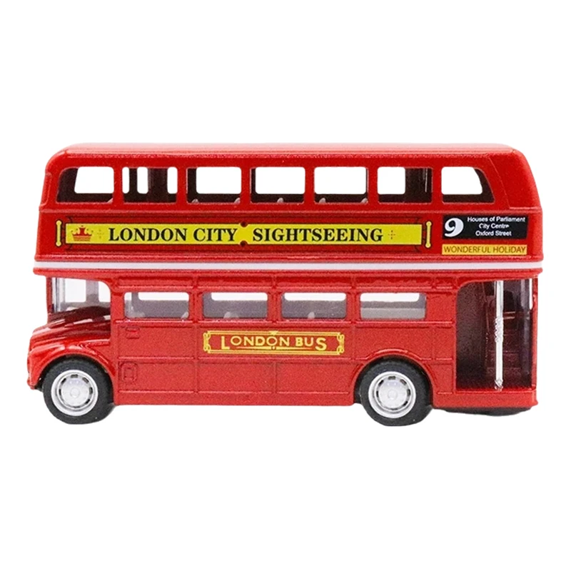 1 Stuks Metalen Trek Simulatie Auto Speelgoed 1:64 Vintage Britse Europa Dubbele Bus Diecast Legering Model Auto Antieke Kinderen speelgoed