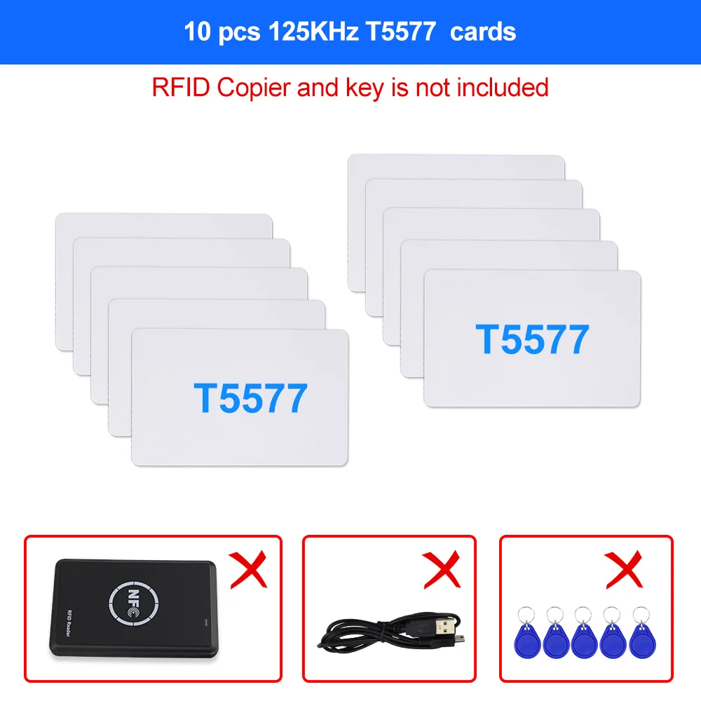 RFID Card Reader Copier Duplicator – USB-C, NFC Simulation, Supports ID/IC Full Band For Access Control (with T5577 Cards & Keychains)
