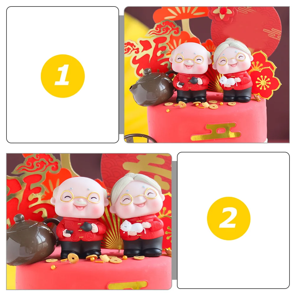 

1pc Elderly Wedding Decoration Vinyl Topper Picks for Party Supplies Cake Pick Cake Decorations Themed Accessories