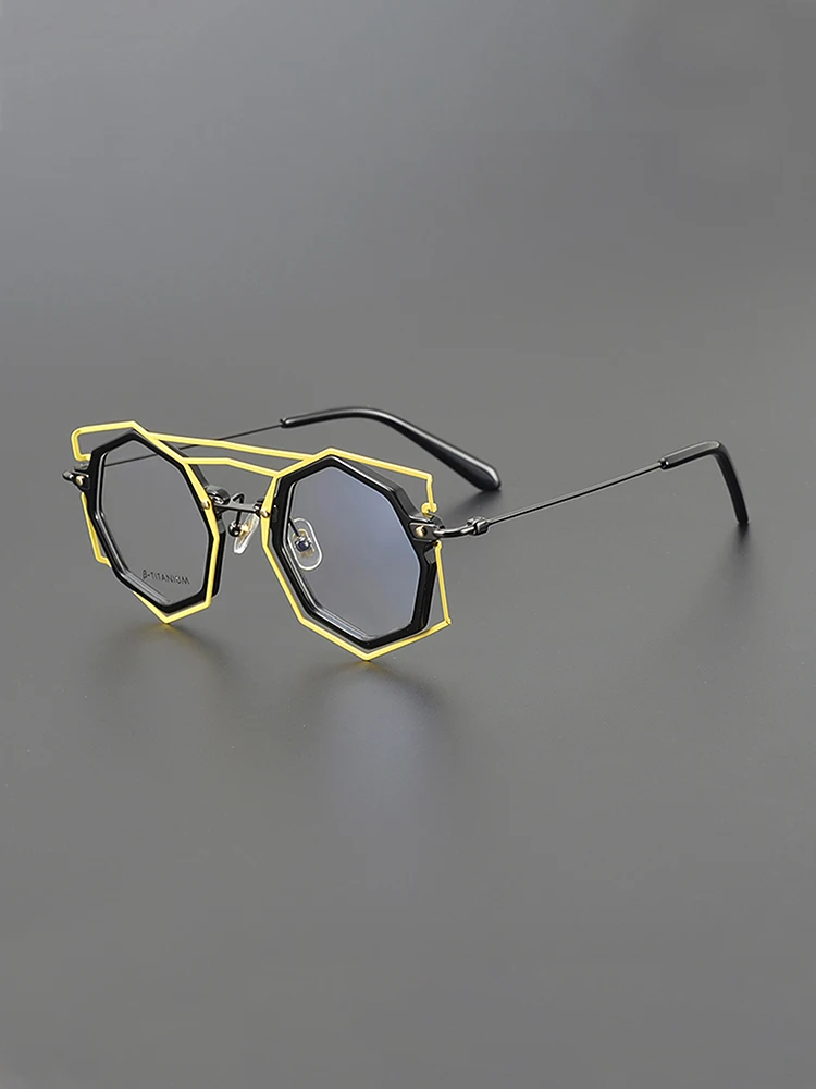 Niche design polygon personality glasses frame ultra-light retro fashion optical prescription myopia glasses anti-blue light