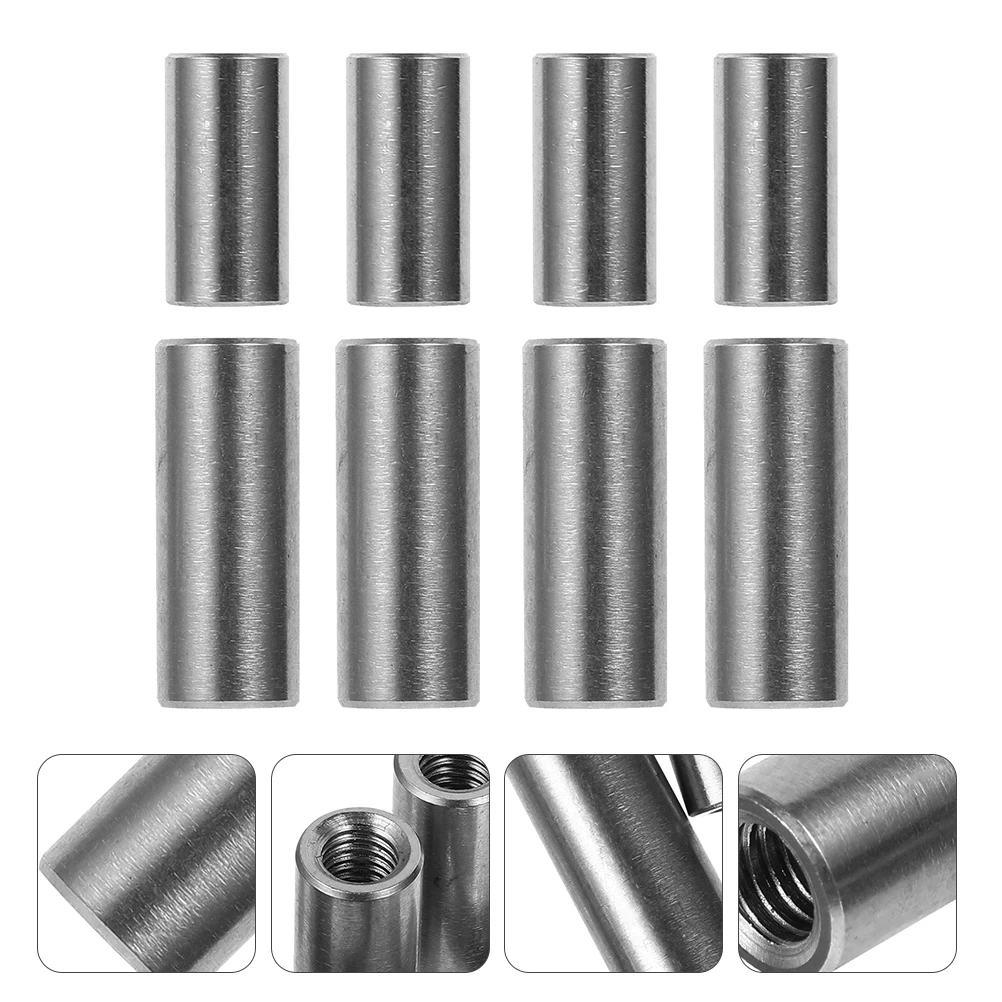

8 Pcs 304 Stainless Steel Threaded Sleeve Rods Round Coupling Nuts Durable Corrosion Resistant Fixing Connectors