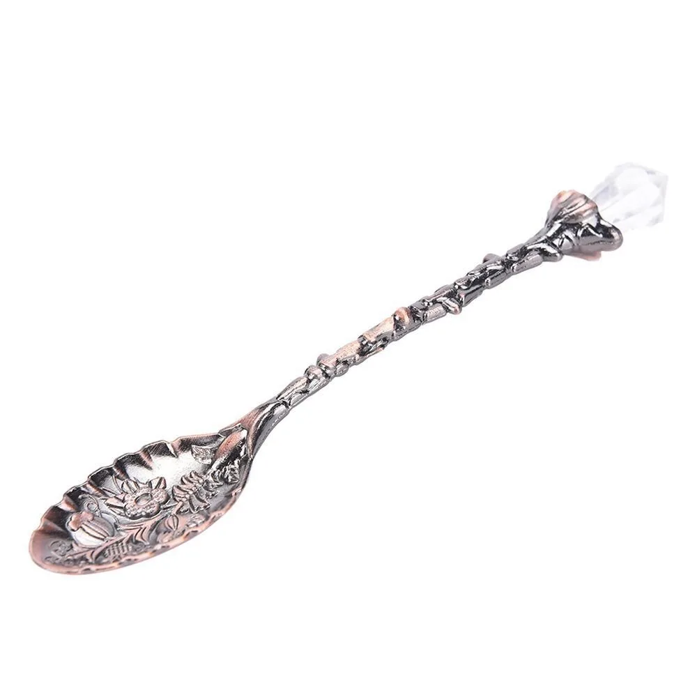 

Portable Retro Style Leaf Spoon Nordic Europe Style Kitchen Accessories Coffee Spoon Flatware Crystal Head Ice Cream Spoon