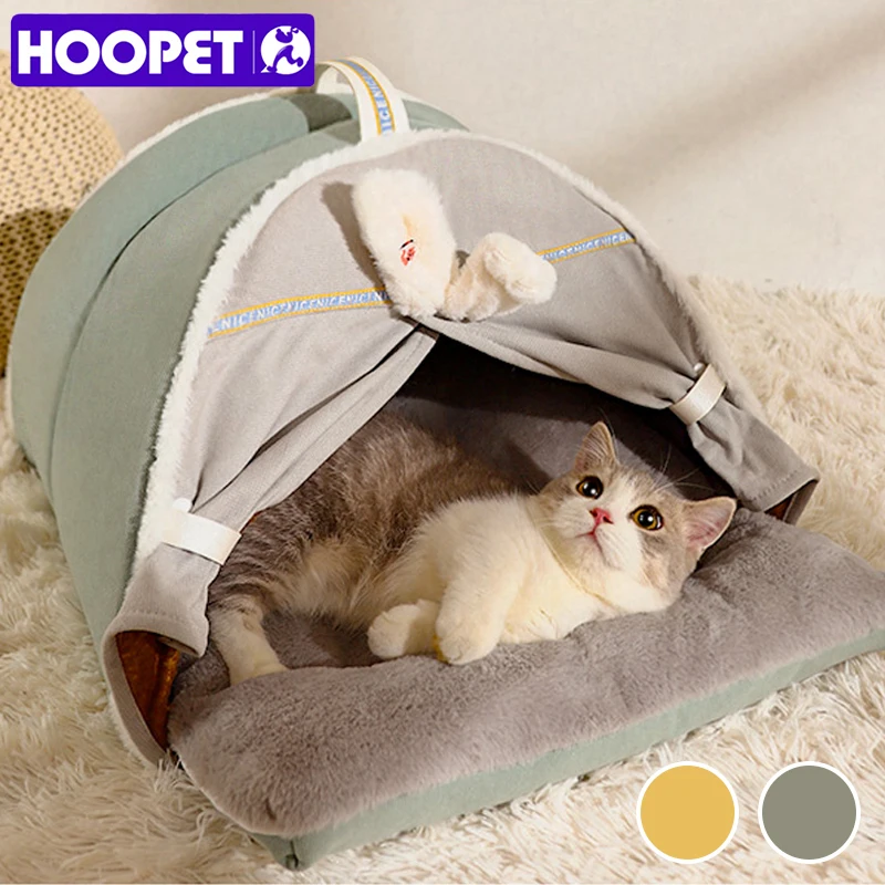 HOOPET Winter Cat Tent Warm Bed for Cats Sleeping Removable Thick Cushion for Dog Sleeping Sofa Cat Nest House Pet Supplies