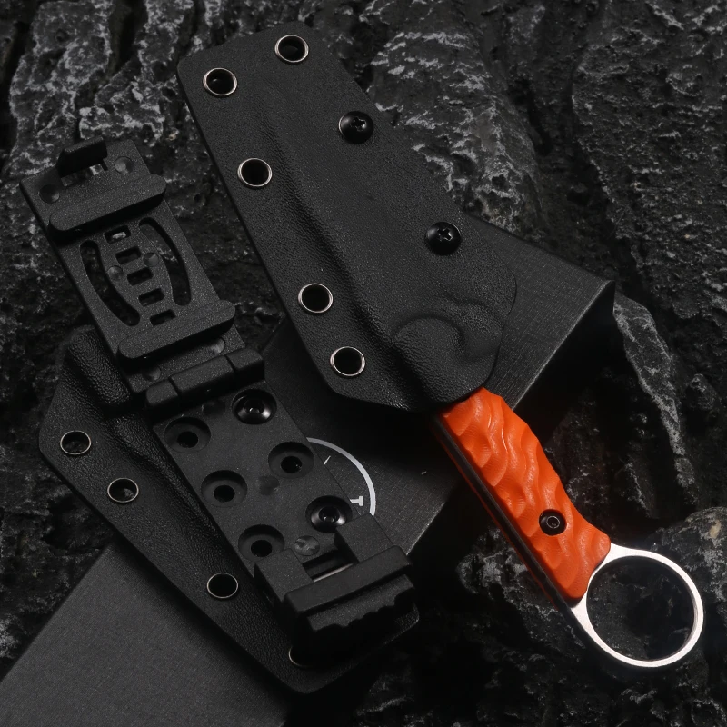 Orange G10 Patch Titanium handle Button lock fin Quick Opening Folding claw (CPM-20CV) Small ring gasket pocket clip