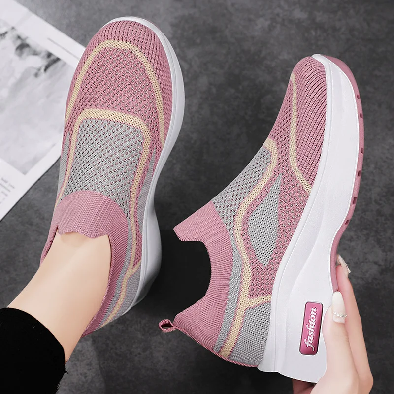 

Spring new platform casual women's shoes mesh breathable non-slip heightening shoes fashionable women's cloth shoes