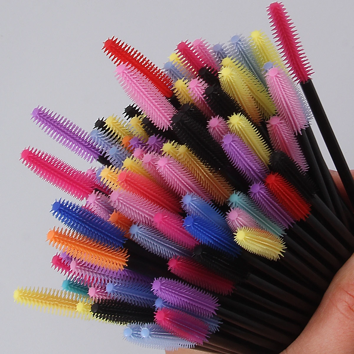 50/100PCS colored silicone mascara brush, mini multi-functional eyebrow comb, spiral eyelash curl, mascara brush