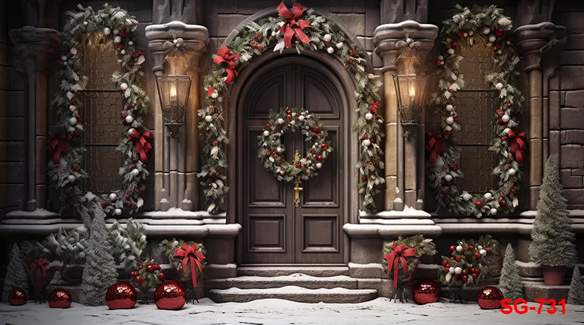 خلفية تصوير لعيد الميلاد المجيد ، باب خشبي عتيق ، تصوير لحفلة عيد الميلاد ، تصوير استوديو ، طفل ، طفل