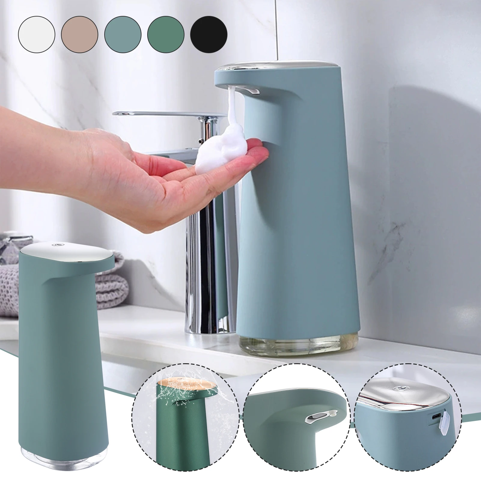 Non-Contact Wall Mounted Automatic Soaps Dispenser Usb Charging Ipx5 Waterproof For Bathroom Kitchen Hand Washing Accessories