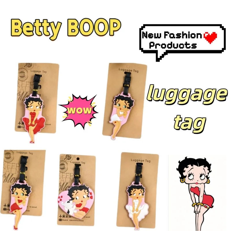 Etiqueta de equipaje de PVC de Betty Boop, la encantadora señorita Betty, para maleta de viaje, etiqueta de registro, colgante, accesorio personalizado, regalo
