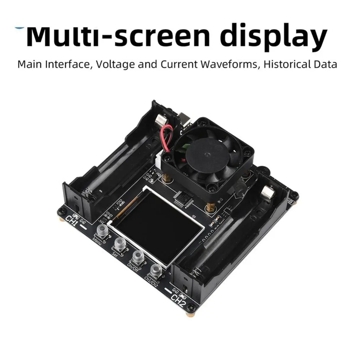 update. DC 5V Dual Channel 18650 Battery Capacity Tester with over Temperature Protection Voltage Current Curve Display
