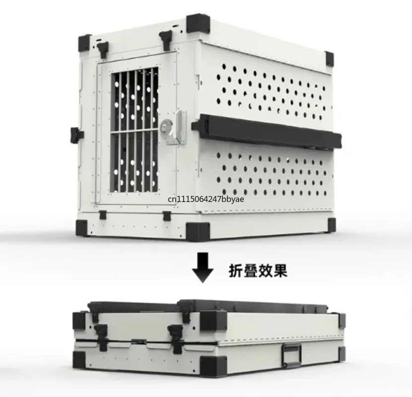 For Heavy Duty Fully Collapsible Dog Crate Aluminium Alloy Medium and Large Dog Crate Folding Pet Car Crate Camping Travel IATA