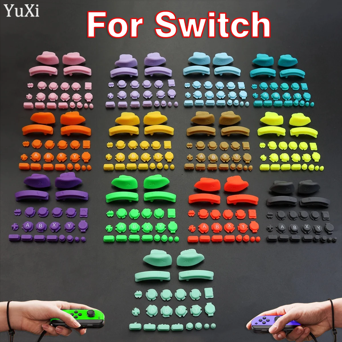 Miękkie w dotyku różowe (Sakura Pink) zamienniki przycisków ABXY, klawiszy kierunkowych, spustów SR SL L R ZR ZL, pełny zestaw przycisków z narzędziami do Switch Joy