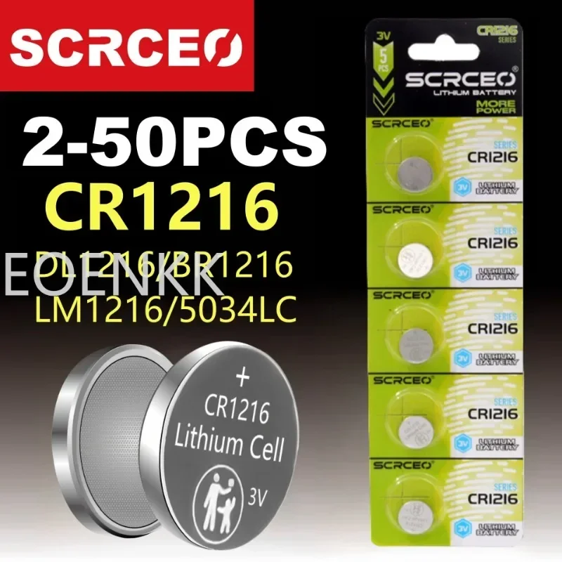 

2-50PCS CR1216 3V Lithium Button Battery BR1216 LM1216 DL1216 5034LC ECR1216 Coin Cell Watch CR 1216 Batteries for Toy Remote