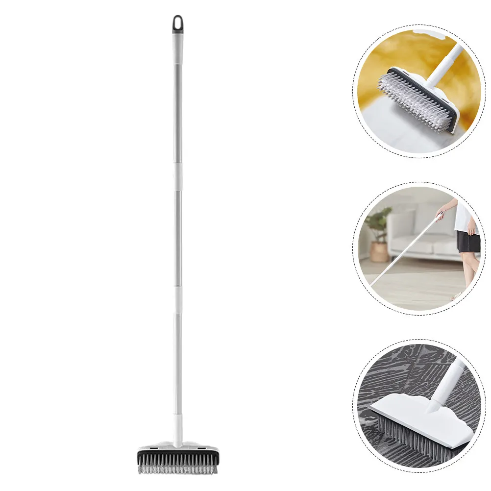 

Щетка для мытья полов с длинной ручкой и скребком для уборки ванной комнаты, для использования на различных поверхностях: плитке, деревянных и цементных полах, внутри помещений.