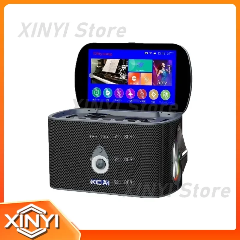 Portable Flip-Over Smart Touch Display Karaoke Machine for Outdoor Home KTV Singing Speaker for 9000mAh Battery 4-6 Hours