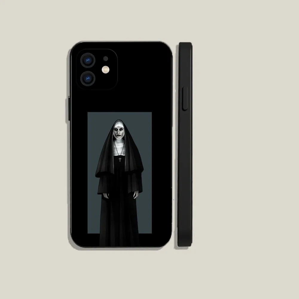 The N-Nun Valak Horror Phone Case For iPhone 15,14,13,12,11,Plus,Pro Max,XS,X,XR,SE,Mini,8,7 Soft Silicone Black Cover