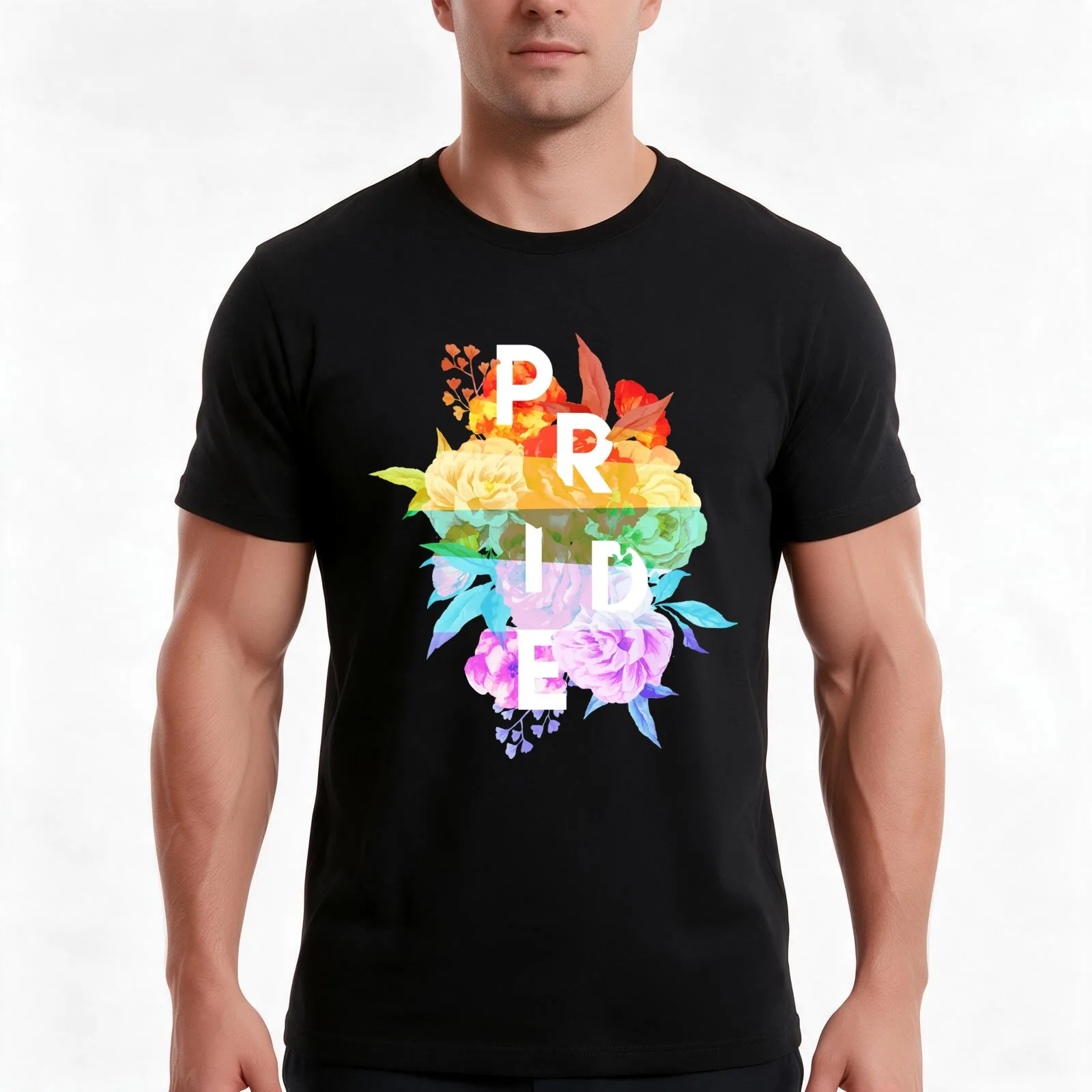 Floral Pride T-Shirt, Summer Casual Cotton Tee, Oversized Streetwear Tops, Vintage Graphic Print, Loose Fit Short Sleeve