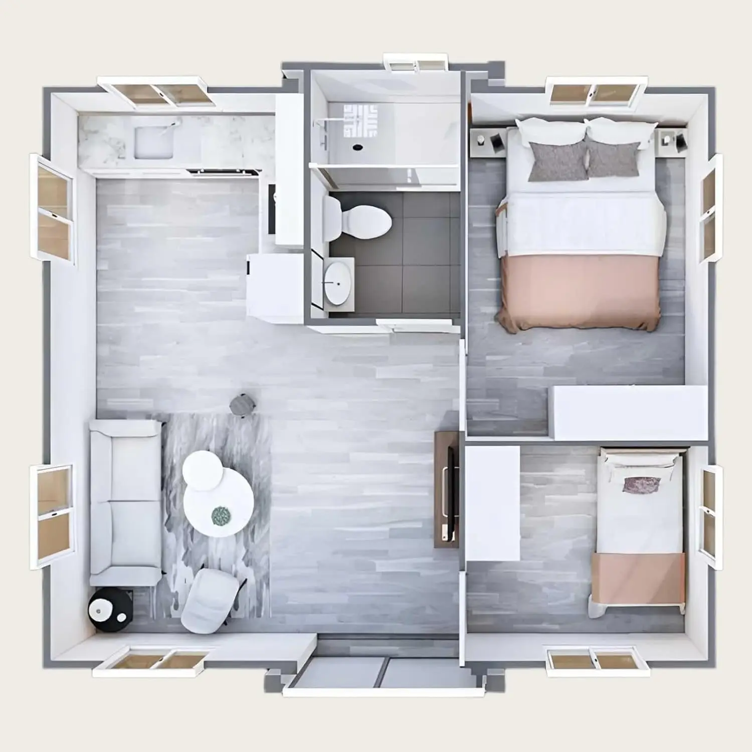 Portable Prefabricated Tiny House - 20ft Foldable Expandable House, 40ft Mobile Modular Tiny House with Bathroom, Quick Assembly