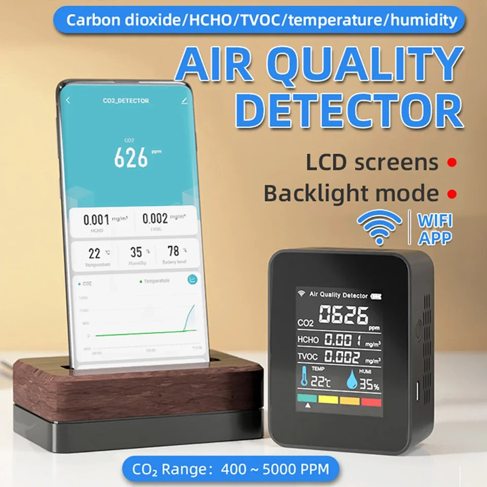 5/3 1 WIFI Air Quality Monitor CO2 Sensor Meter Detector