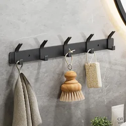 New Black Robe Hooks Towel Hanger Nail Wall Aluminium Hooks Rack Door Coat Clothes Hanging Holder Bathroom Kitchen Accessories