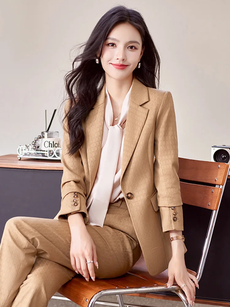 

Autumn Winter Formal Women Business Suits with Pants and Jackets Coat OL Styles Professional Pantsuits Trousers Set Blazers