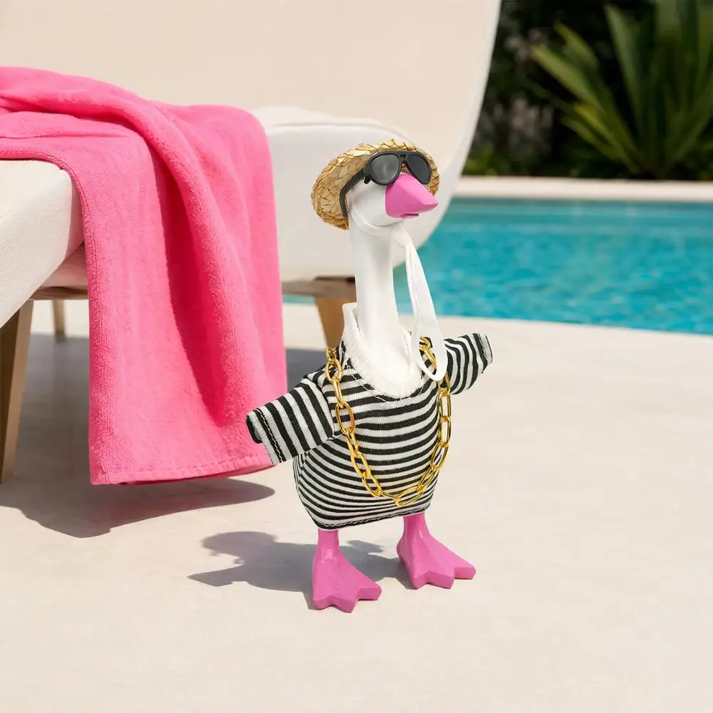 Striped Goose Costume Porch Goose Outfit Porch Goose Costume Set for 7 Inch Statue Striped Sweater with Straw Hat Sunglasses