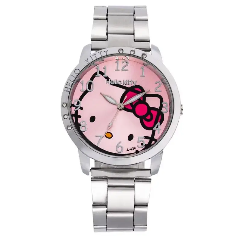 2025 new hot-selling casual simple steel belt women's watch HelloKitty fashion cartoon quartz watch girls' holiday watch gift