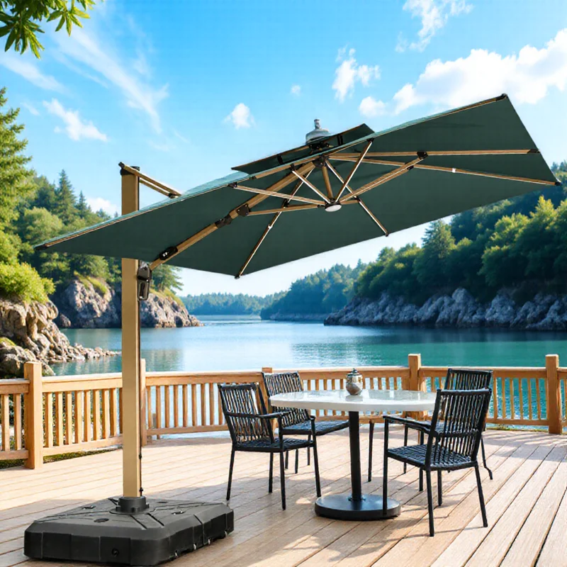 

[280 Grams Canopy Polyester]Garden/Hotel/Coffee Shop/Rustaurant Outdoor Umbrella Solar Power LED Top10 Factory Offer Low Price