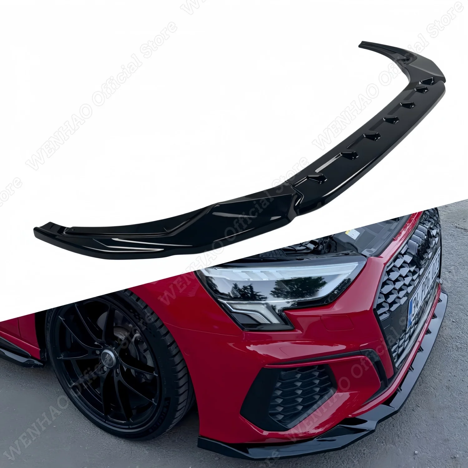 MAXTON Style For Audi A3 8Y S3 S-Line 2020-2024 Car Front Bumper Lip Spoiler Splitter Car Front Lip Chin Cover Bodykit Tuning