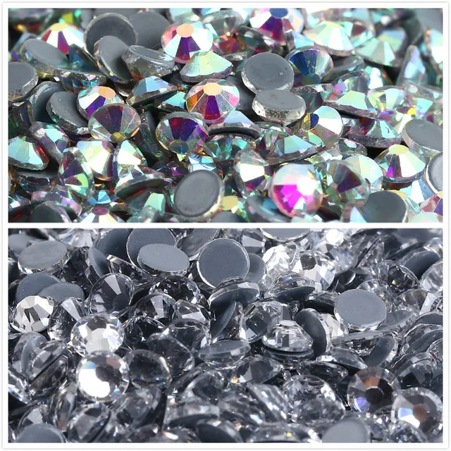 

Top Quality Better DMC Crystal AB/Crystal Clear Super Bright Glass Strass Iron On Hotfix Rhinestones For Fabric garment/Nail Art