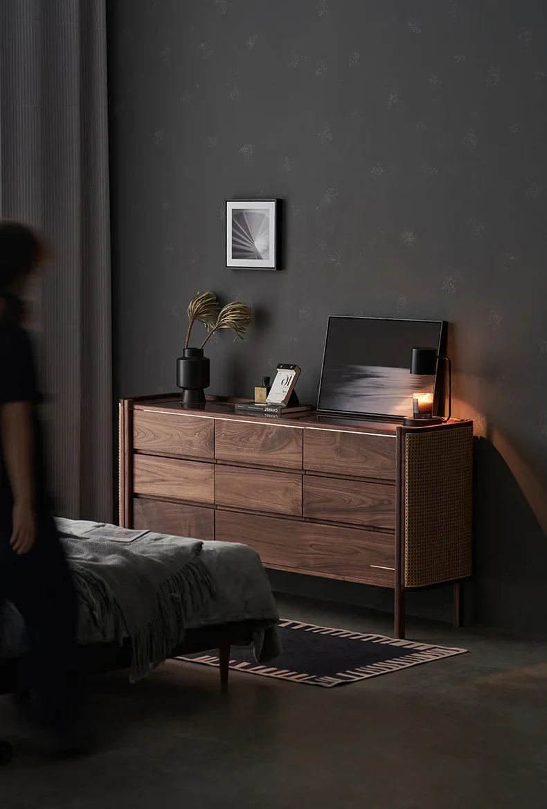 

Solid Wood Eight Spares Cabinet Bedroom Living Room Wall Drawer Cabinet Storage Tailstock Side Locker