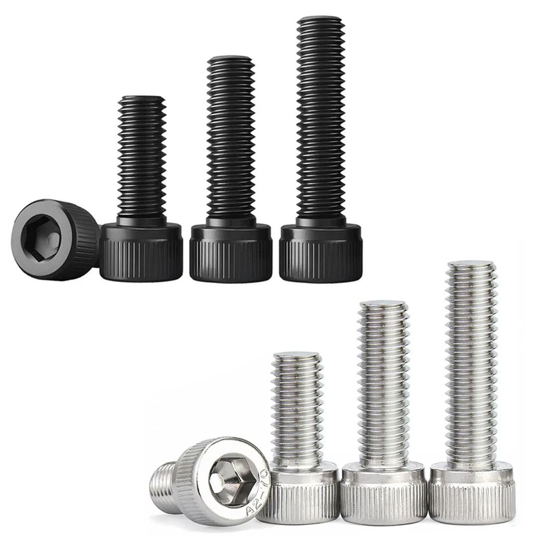 DIN912 M2 M2.5 M3 M4 M5 M6 M8 Sechskant-Innensechskantschraube 304 A2-70 Edelstahl Schwarz Güteklasse 12.9 Stahl