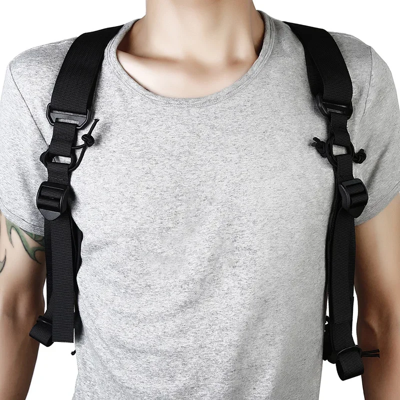 Outdoor Adjustable Men's X-type Nylon Suspenders Multi-function Tactical Duty Belt Load Strap Harness Combat Belt X-Back Strap