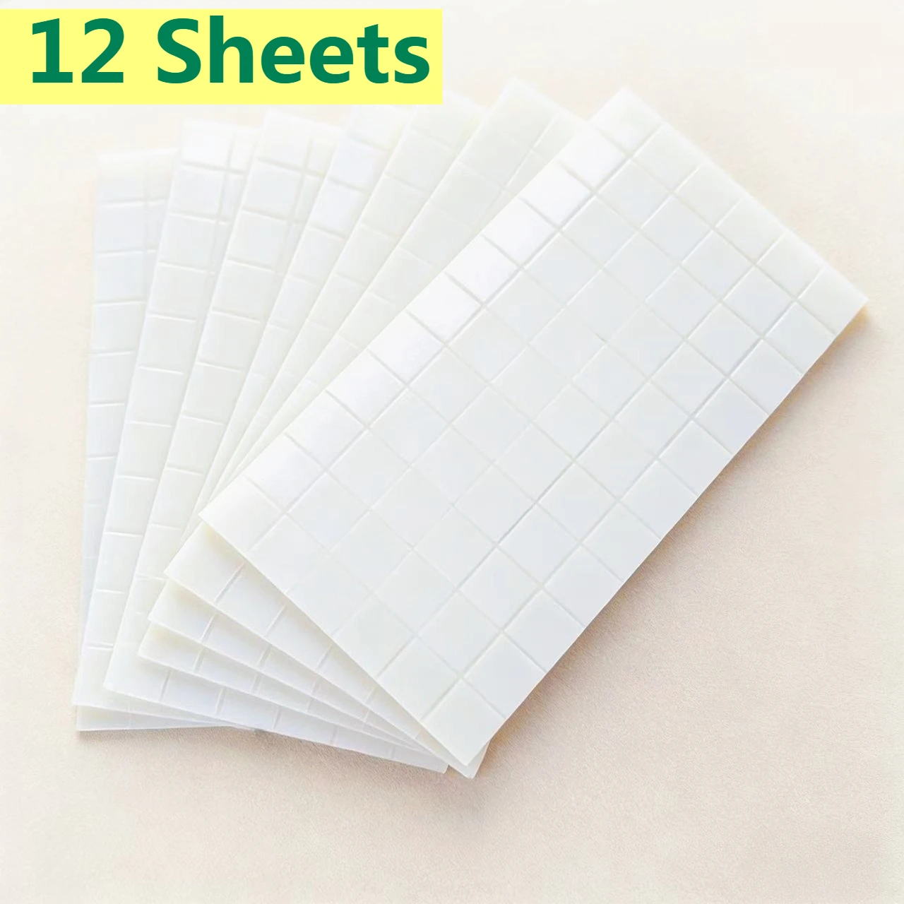 12Sheets White Foam Adhesive Squares 12x12x2mm Reliable 3D Support Mounting Dots for Crafts Scrapbooking Photo Wall Mounting