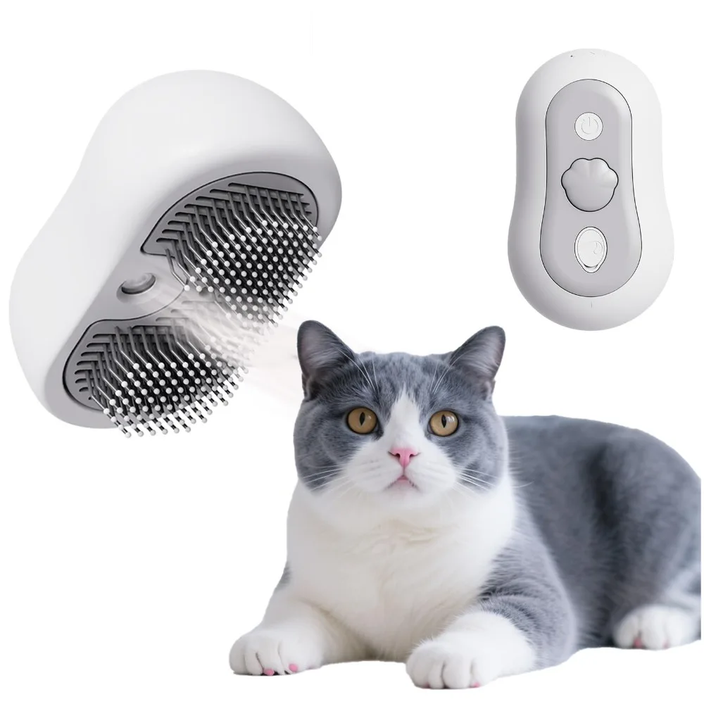 

Electric Cat Dog Grooming Comb 3-in-1 USB Powered Silent Massage Tool with Steam Spray Brush Antistatic Built-in Water Tank
