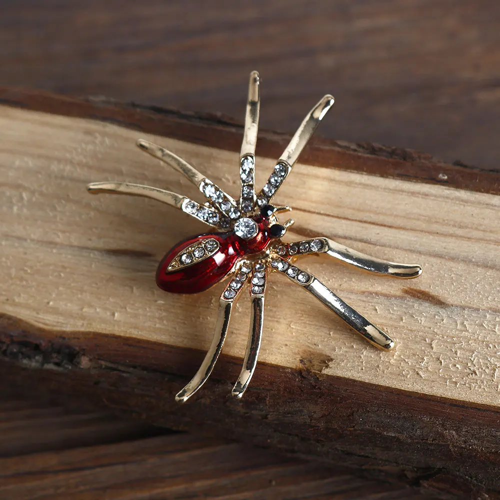 Cute Rhinestone Inlaid Broche, Spider Badge Shape, Esmalte Pins, Halloween Party Gift, Acessórios, Presente