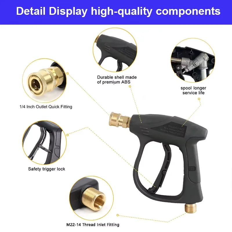 Adjustable Duckbill Nozzle High-pressure Car Wash Water Gun Cleaning Gun Head Household High-pressure Car Wash Machine Brush Gun