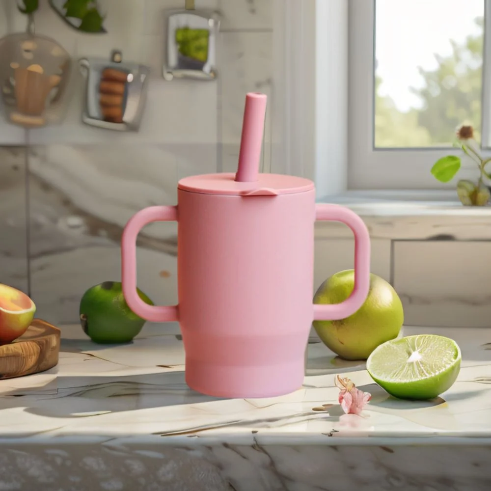 

Portable Food Grade Silicone Baby Sippy Cups Heat-resistant Unbreakable Baby Straw Cup Drop-proof 180ml Baby Training Cup Milk